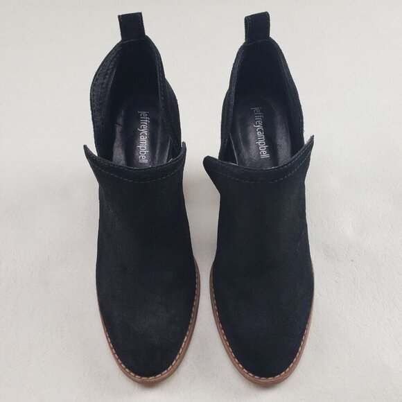 Jeffrey Campbell Rosalee Ankle Boot Womens 8 Black Suede Block Heel Slip On - Picture 3 of 12